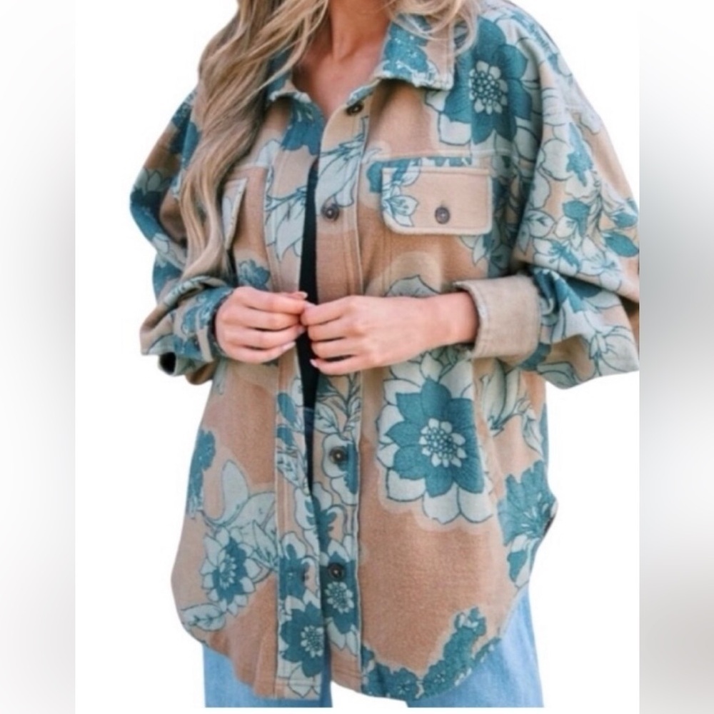 FREE PEOPLE RUBY Printed Tan Combo Jacket NWT sz L